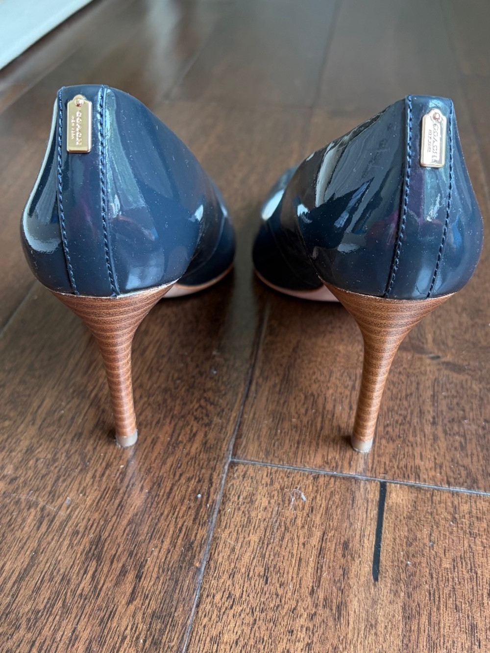 Coach Rosey Patent Leather Navy Blue Pumps - 7 - Picture 3 of 6